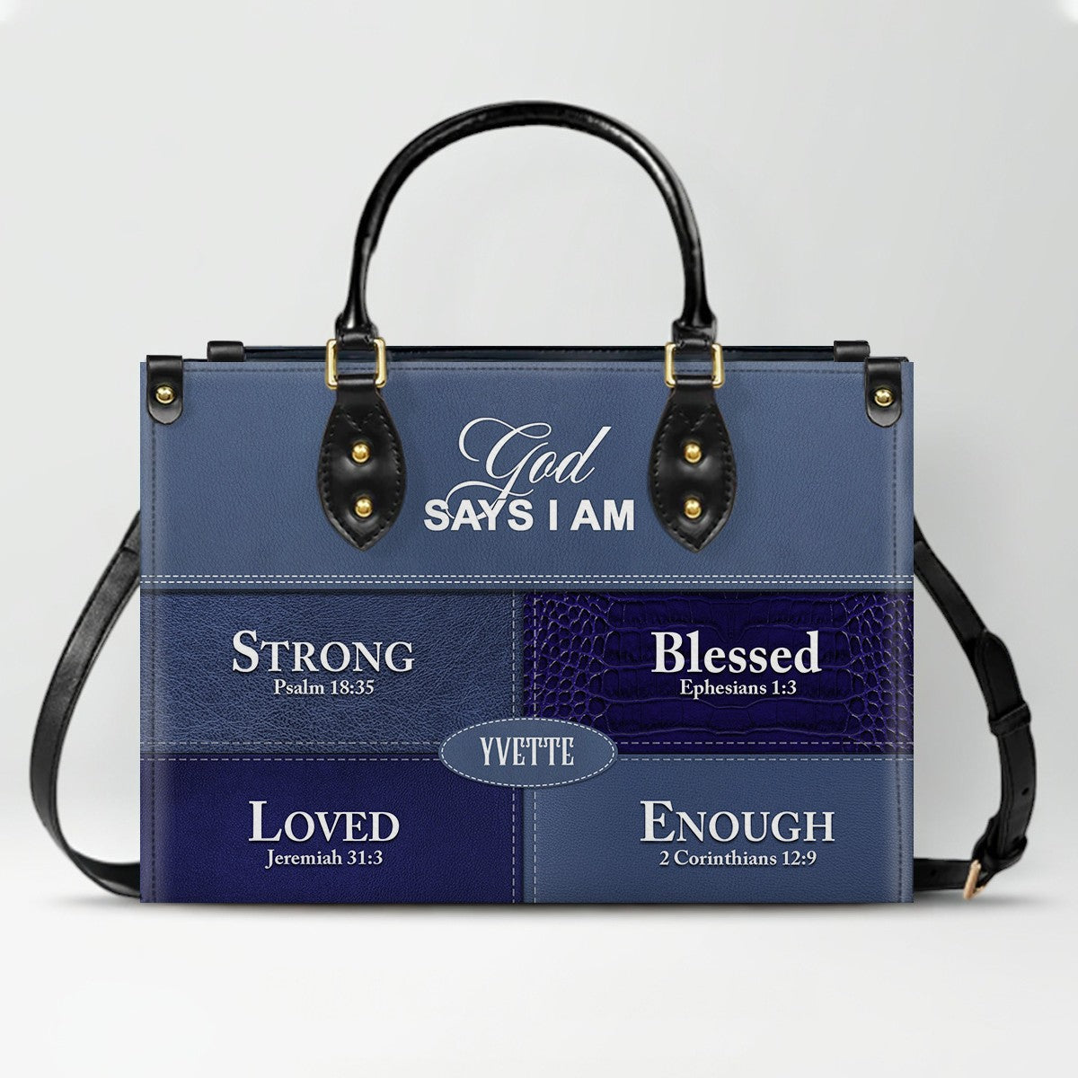 Personalized “God Says I Am” Leather Handbag for Christian Women – Custom Name & Color | CHRISTIANARTBAG 0111725