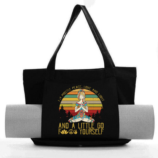 HPSP YOGA Mat Bags, I'm mostly peace, Love and Light And A Little Go F Yourself, - Christian Art Bag