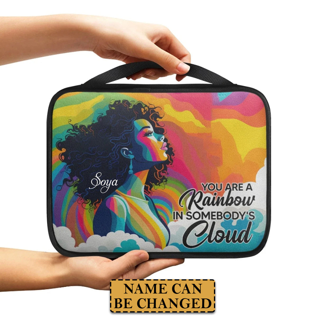 Vibrant 'You Are a Rainbow in Somebody's Cloud' Canvas Bible Cover – Personalized Inspirational Gift | CHRISTIANARTBAG