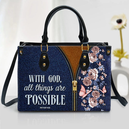 Christianartbag Handbag, With God All Things Are Possible Matthew 19:26, Personalized Gifts, Gifts for Women, Christmas Gift. - Christian Art Bag
