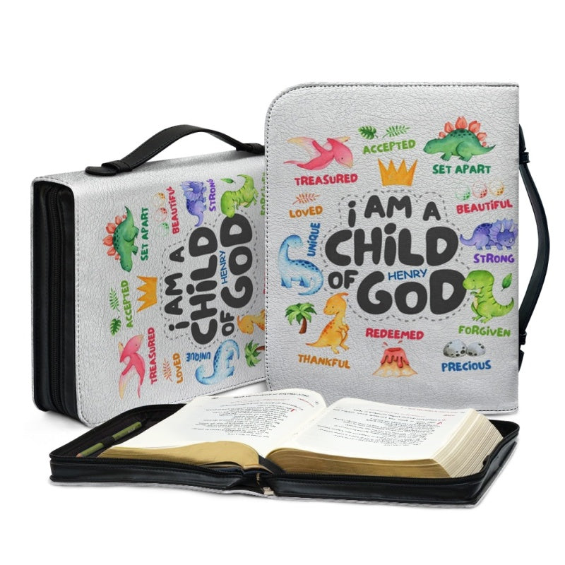 Christianartbag Bible Cover, I Am A Child Of God Bible Cover, Personalized Bible Cover, Cute Dinosaur Bible Cover, Bible Cover For Kids, Christian Gifts, CAB06281123. - Christian Art Bag