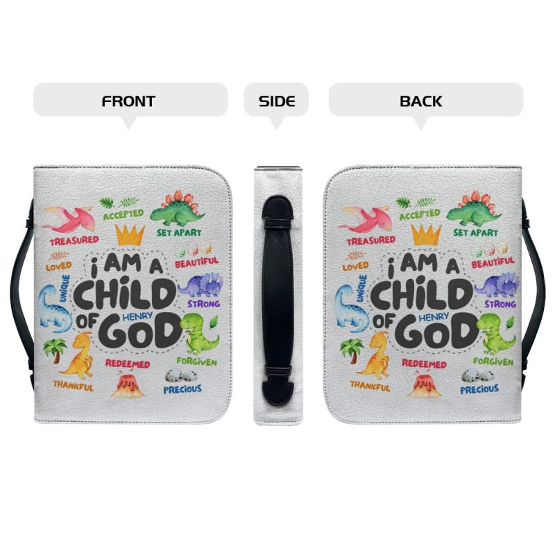 Christianartbag Bible Cover, I Am A Child Of God Bible Cover, Personalized Bible Cover, Cute Dinosaur Bible Cover, Bible Cover For Kids, Christian Gifts, CAB06281123. - Christian Art Bag