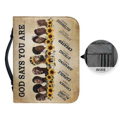 Personalized Bible Cover - God Says You Are - Black Men - Customizable Christian Gift by CHRISTIANARTBAG - CAB01160524.
