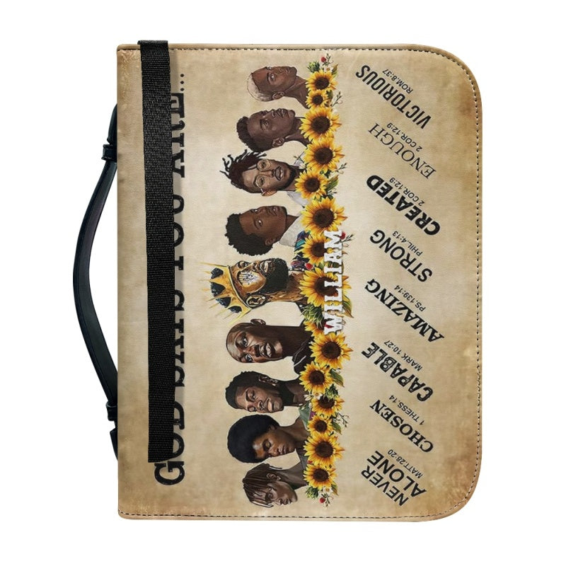 Personalized Bible Cover - God Says You Are - Black Men - Customizable Christian Gift by CHRISTIANARTBAG - CAB01160524.
