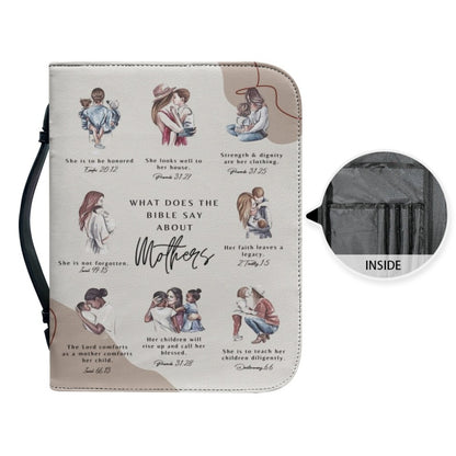 CHRISTIANARTBAG Bible Cover – "What Does The Bible Say About Mothers" Scripture Guide Design with Customizable Name | Spiritual Comfort and Guidance for Life's Challenges - CAB01011024