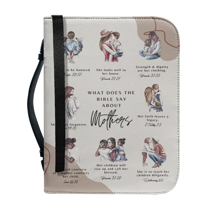 CHRISTIANARTBAG Bible Cover – "What Does The Bible Say About Mothers" Scripture Guide Design with Customizable Name | Spiritual Comfort and Guidance for Life's Challenges - CAB01011024