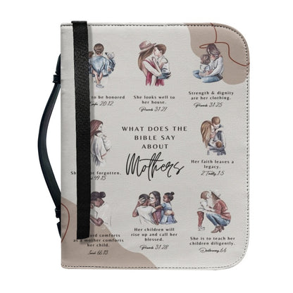 CHRISTIANARTBAG Bible Cover – "What Does The Bible Say About Mothers" Scripture Guide Design with Customizable Name | Spiritual Comfort and Guidance for Life's Challenges - CAB01011024