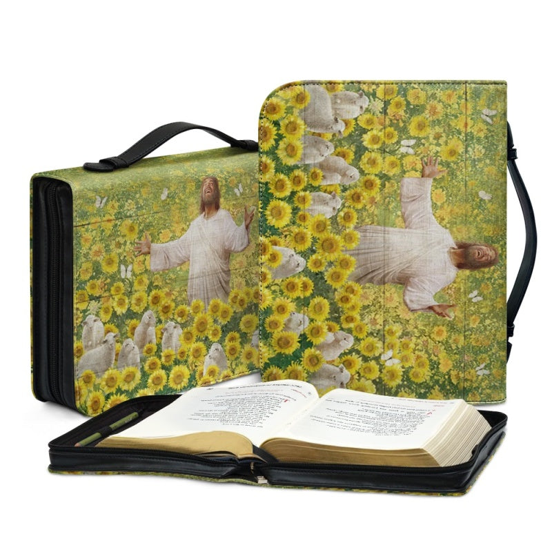 Christianartbag Bible Cover, Jesus With Sunflower Bible Cover, Personalized Bible Cover, Sunflower Bible Cover, Christian Gifts, CAB23210224.