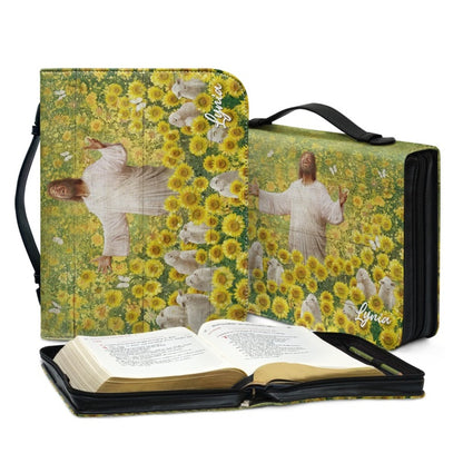 Christianartbag Bible Cover, Jesus With Sunflower Bible Cover, Personalized Bible Cover, Sunflower Bible Cover, Christian Gifts, CAB23210224.