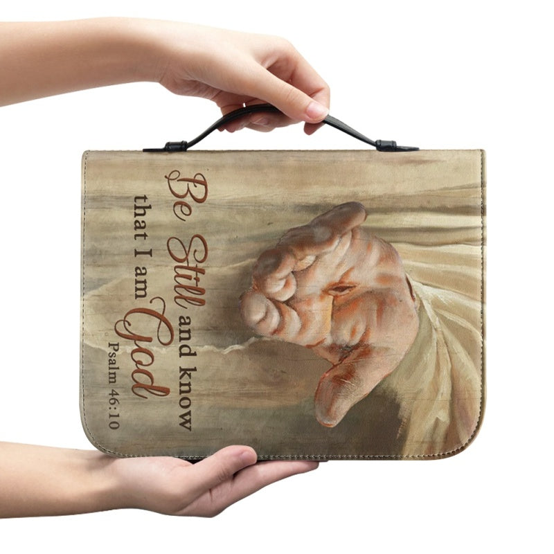 Customizable Spiritual Elegance Bible Cover - "Be Still" Scripture & Faith-Inspired Imagery - CHRISTIANARTBAG CABBBCV01031124.