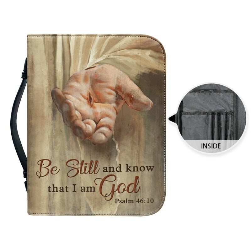 Customizable Spiritual Elegance Bible Cover - "Be Still" Scripture & Faith-Inspired Imagery - CHRISTIANARTBAG CABBBCV01031124.