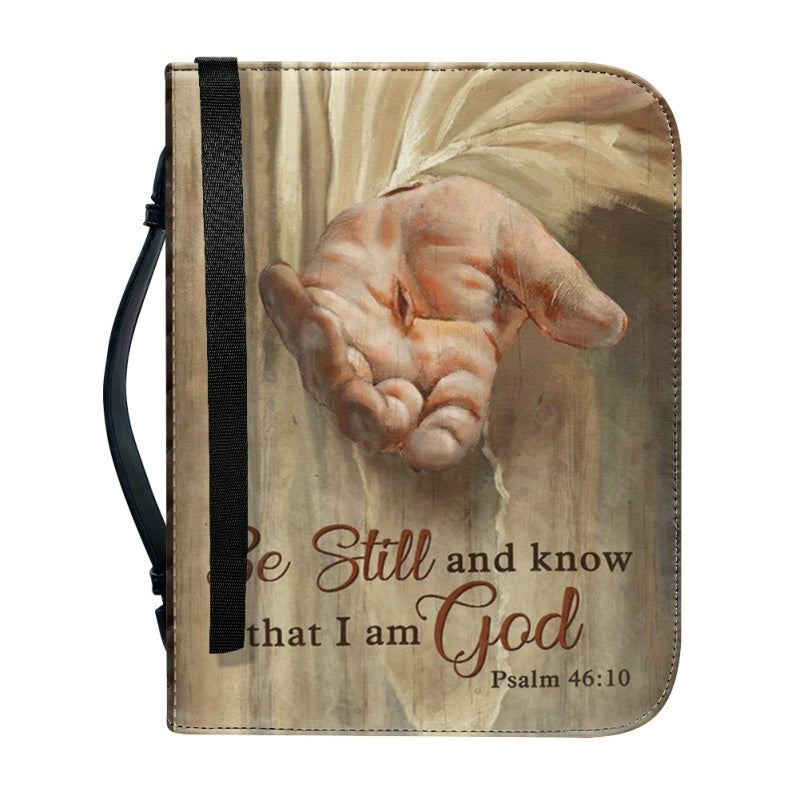 Customizable Spiritual Elegance Bible Cover - "Be Still" Scripture & Faith-Inspired Imagery - CHRISTIANARTBAG CABBBCV01031124.