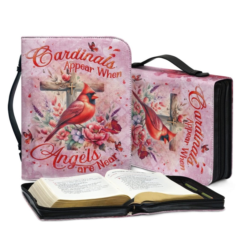 Christianartbag Bible Cover, Cardinals Appear When Angels Are Near Bible Cover, Personalized Bible Cover, Hummingbird Purple Bible Cover, Christian Gifts, CAB02080124. - Christian Art Bag