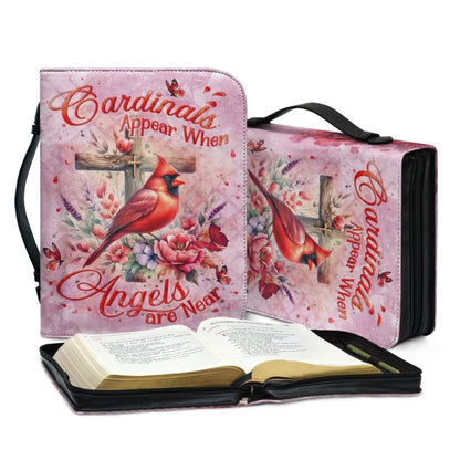 Christianartbag Bible Cover, Cardinals Appear When Angels Are Near Bible Cover, Personalized Bible Cover, Hummingbird Purple Bible Cover, Christian Gifts, CAB02080124. - Christian Art Bag