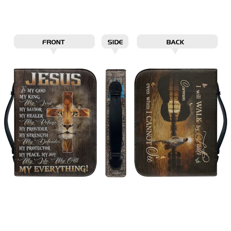 Christianartbag Bible Cover, I Will Walk By Faith Bible Cover, Personalized Bible Cover, Christ Cross Lion Bible Cover, Christian Gifts, CAB03041123. - Christian Art Bag