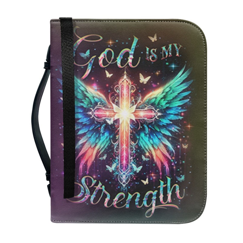 Christianartbag Bible Cover, God Is My Strength Bible Cover, Personalized Bible Cover, Cross Wing Bible Cover, Christian Gifts, CAB04090124. - Christian Art Bag