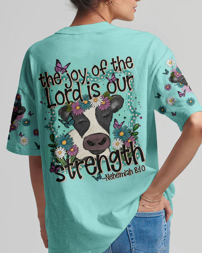 Christianartbag 3D T-Shirt For Women, The Joy Of The Lord Cow Women's All Over Print Shirt, Christian Shirt, Faithful Fashion, 3D Printed Shirts for Christian Women - Christian Art Bag