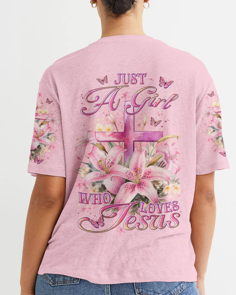 Christianartbag 3D T-Shirt For Women, Just A Girl Who Loves Jesus Women's All Over Print Shirt, Christian Shirt, Faithful Fashion, 3D Printed Shirts for Christian Women, CABDS04261223 - Christian Art Bag