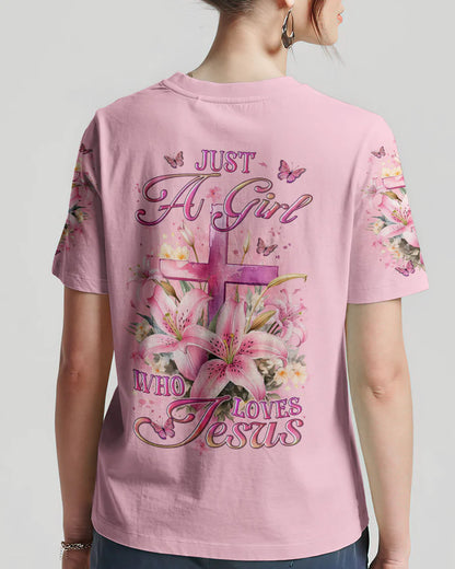 Christianartbag 3D T-Shirt For Women, Just A Girl Who Loves Jesus Women's All Over Print Shirt, Christian Shirt, Faithful Fashion, 3D Printed Shirts for Christian Women, CABDS04261223 - Christian Art Bag