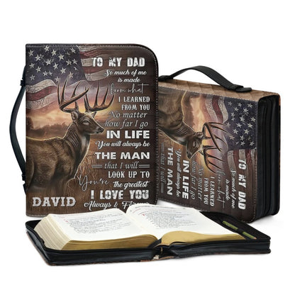 Christianartbag Bible Cover, To My Dad Bible Cover, Personalized Bible Cover, Hunting Lion Bible Cover, Christian Gifts, CAB06171123. - Christian Art Bag