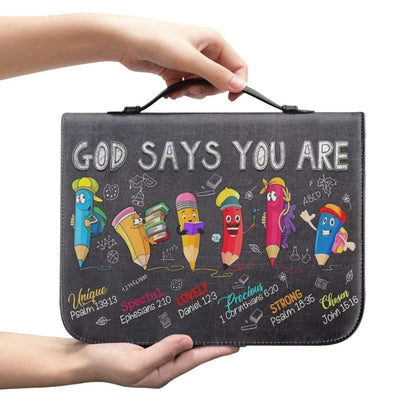 CHRISTIANARTBAG Bible Cover - GOD Says You Are - Bible Cover For Kids - Personalized Bible Cover, CABBBCV01070924.