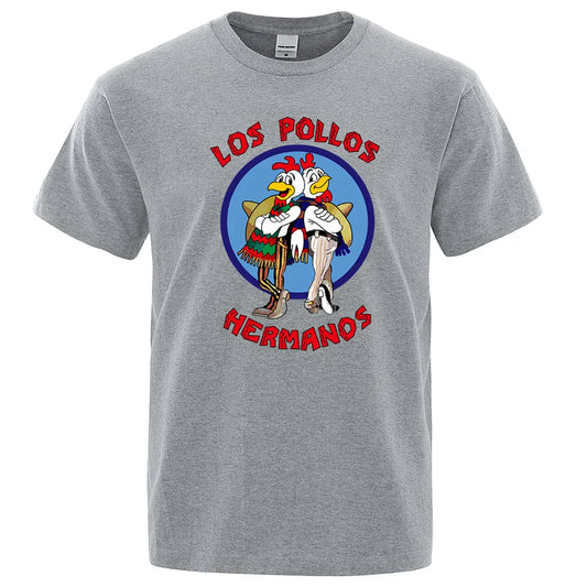 Christian T-Shirt, LOS POLLOS Hermanos Funny Printed T-Shirt Men Fashion Casual Short Sleeves Summer Cotton Breathable Tshirt Chicken Brothers Tee, CAB03022324.