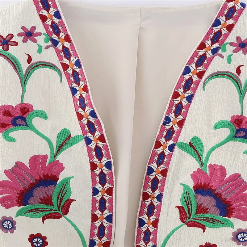 Vintage Floral Embroidered Open Waistcoat by CHRISTIANARTBAG