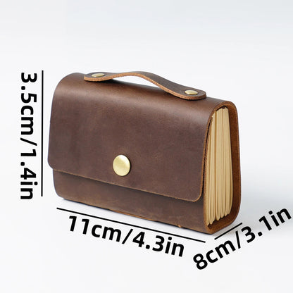 CHRISTIANARTBAG Leather - Small Leather Notebook - 160 Pages Thick Craft Paper Pocket Notepad, Portable Cowhide Cover Shorthand Book