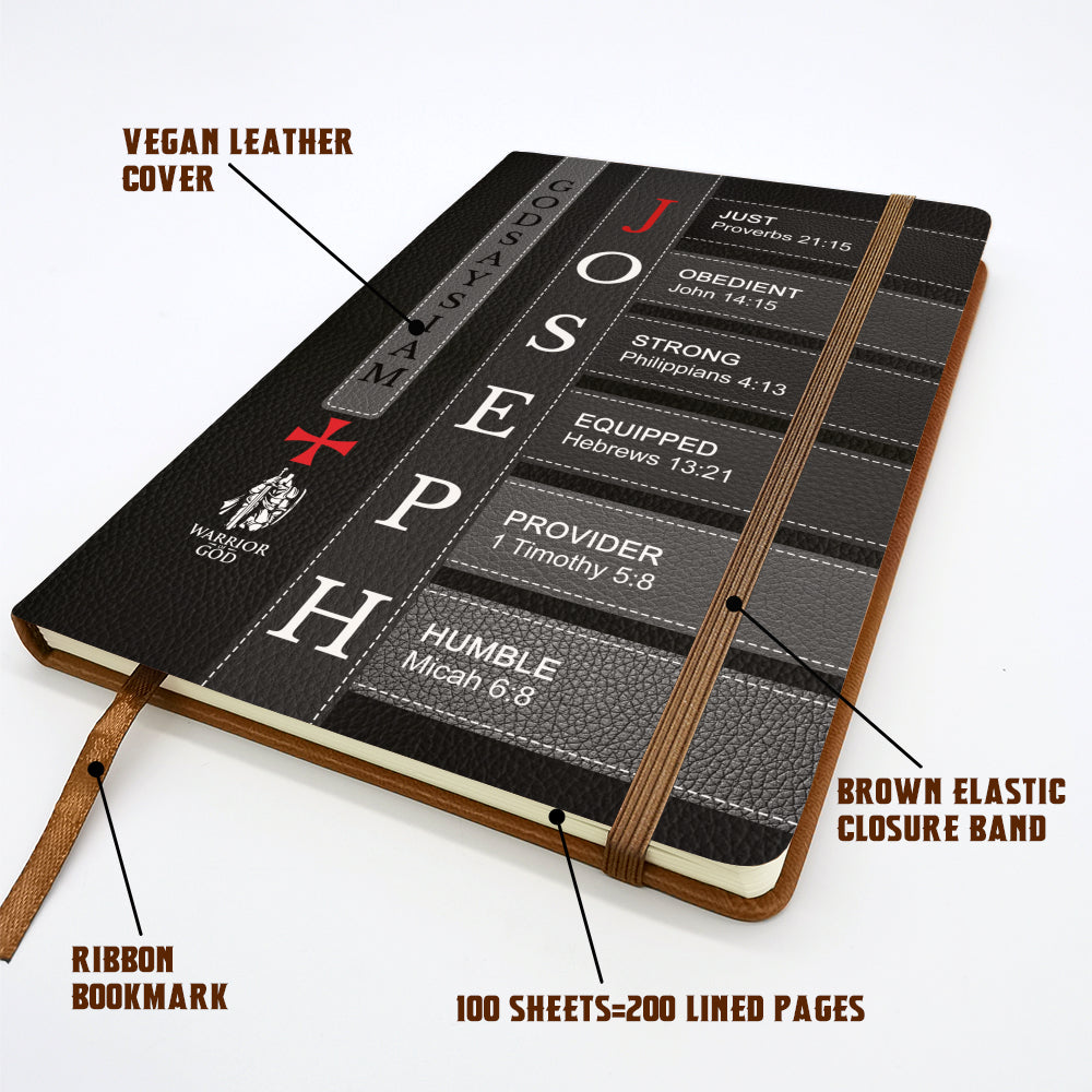 Personalized Leather Notebook for Men – A Warrior of Christ Design with Custom Name
