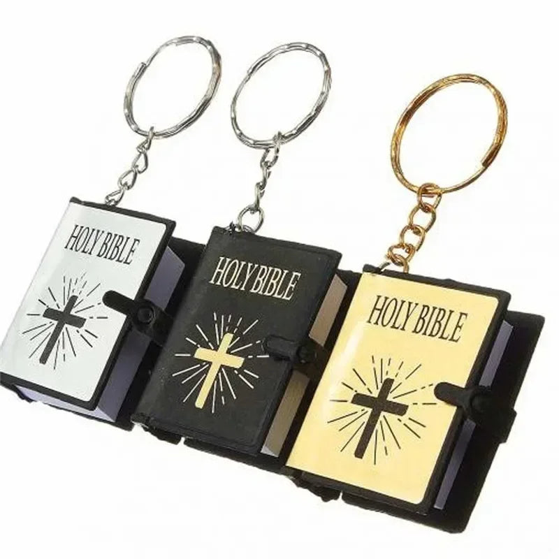 CHRISTIANARTBAG Mini Holy Bible Key Chain Book Keychain Religion English Version Christian Jesus Key Ring Keyring Gift Prayer God Bless.