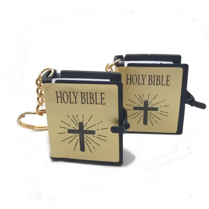 CHRISTIANARTBAG Mini Holy Bible Key Chain Book Keychain Religion English Version Christian Jesus Key Ring Keyring Gift Prayer God Bless.