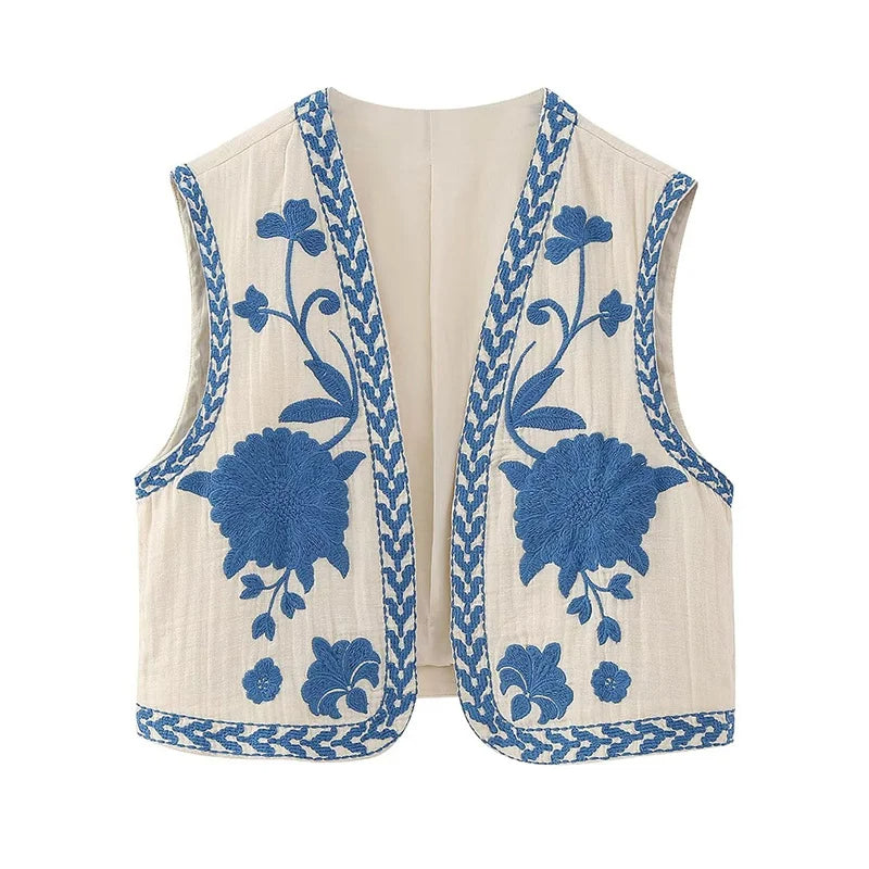 Vintage Floral Embroidered Open Waistcoat by CHRISTIANARTBAG