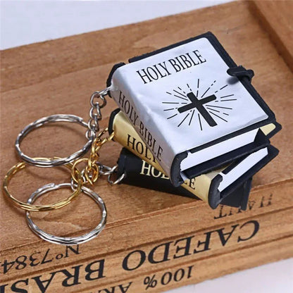 CHRISTIANARTBAG Mini Holy Bible Key Chain Book Keychain Religion English Version Christian Jesus Key Ring Keyring Gift Prayer God Bless.