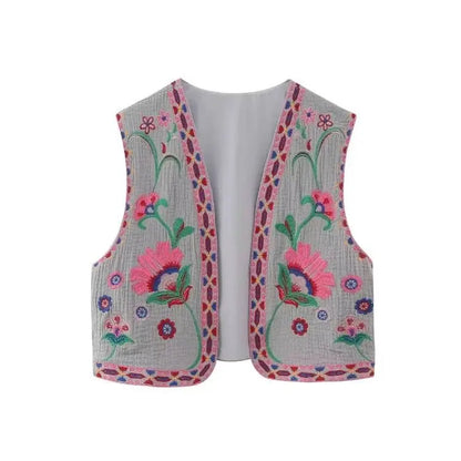 Vintage Floral Embroidered Open Waistcoat by CHRISTIANARTBAG