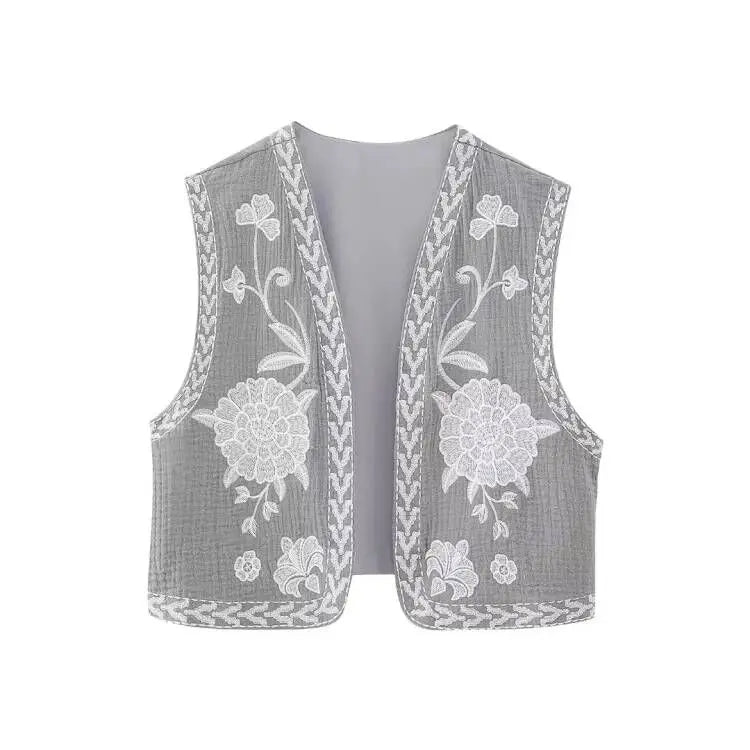 Vintage Floral Embroidered Open Waistcoat by CHRISTIANARTBAG