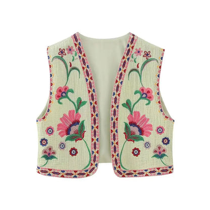 Vintage Floral Embroidered Open Waistcoat by CHRISTIANARTBAG