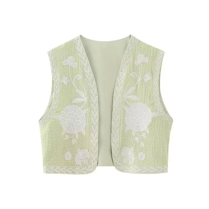 Vintage Floral Embroidered Open Waistcoat by CHRISTIANARTBAG