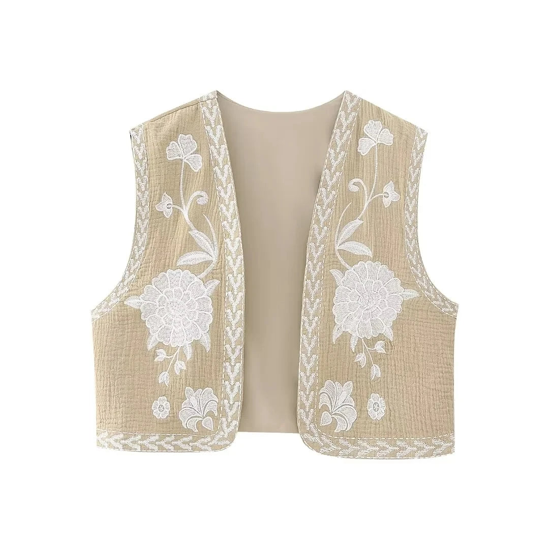 Vintage Floral Embroidered Open Waistcoat by CHRISTIANARTBAG