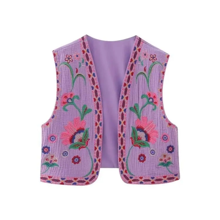 Vintage Floral Embroidered Open Waistcoat by CHRISTIANARTBAG