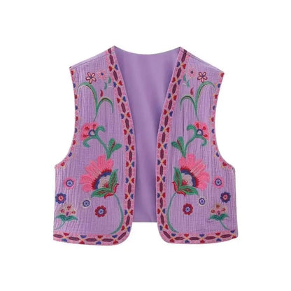 Vintage Floral Embroidered Open Waistcoat by CHRISTIANARTBAG