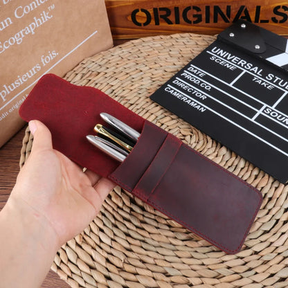 CHRISTIANARTBAG Vintage Leather Pen Case - Handcrafted Cowhide Pencil Bag for Travel Journal Accessories, Fountain Pen Holder