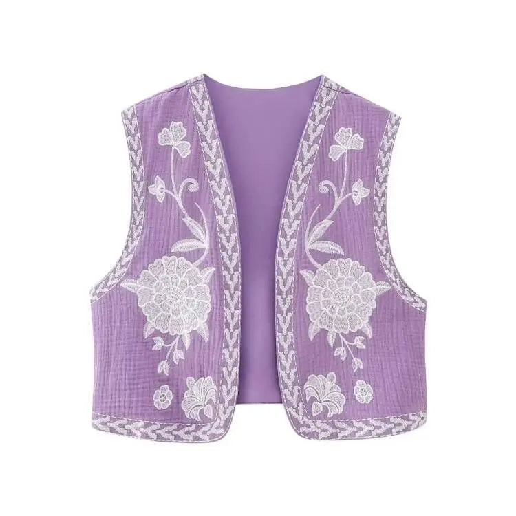 Vintage Floral Embroidered Open Waistcoat by CHRISTIANARTBAG