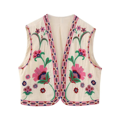 Vintage Floral Embroidered Open Waistcoat by CHRISTIANARTBAG