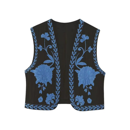 Vintage Floral Embroidered Open Waistcoat by CHRISTIANARTBAG