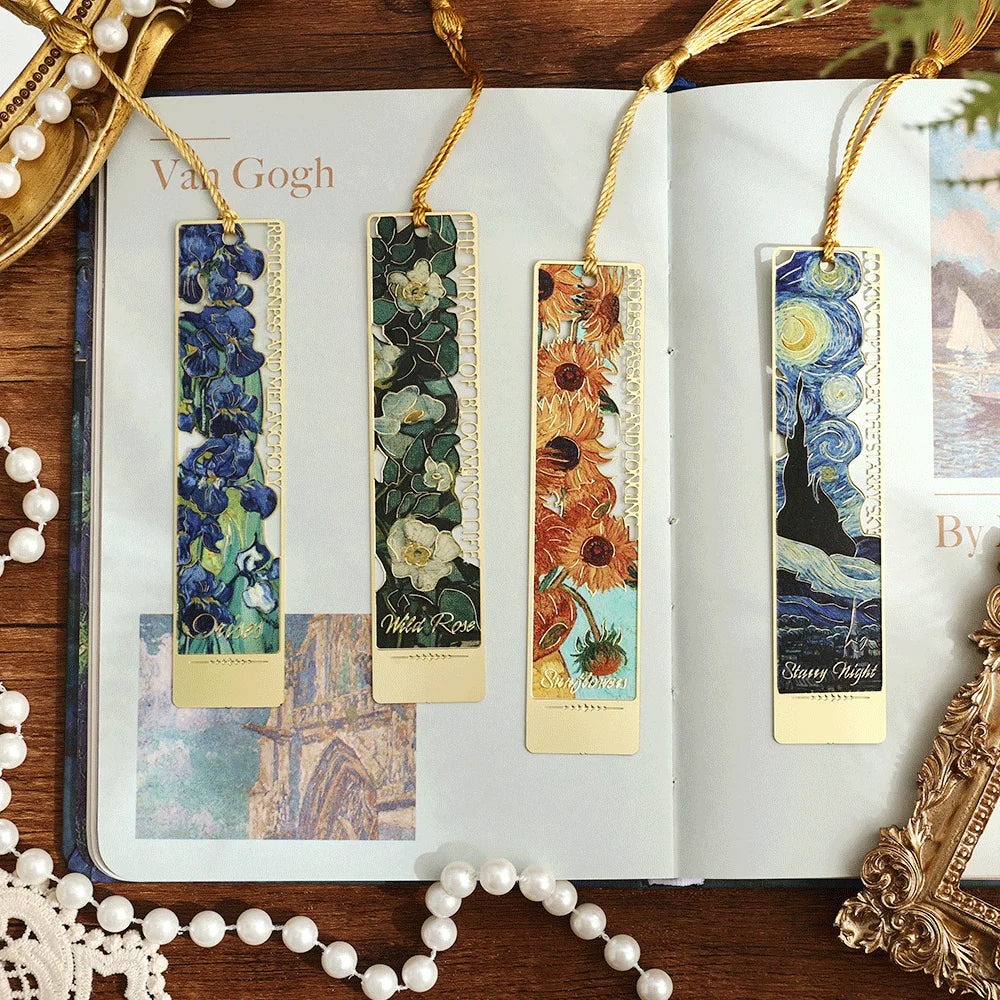 CHRISTIANARTBAG Hollow Literary Flower Metal Bookmark Exquisite Painting Sunflower Iris Rose Shape Gifts for Book Lovers Writers Readers