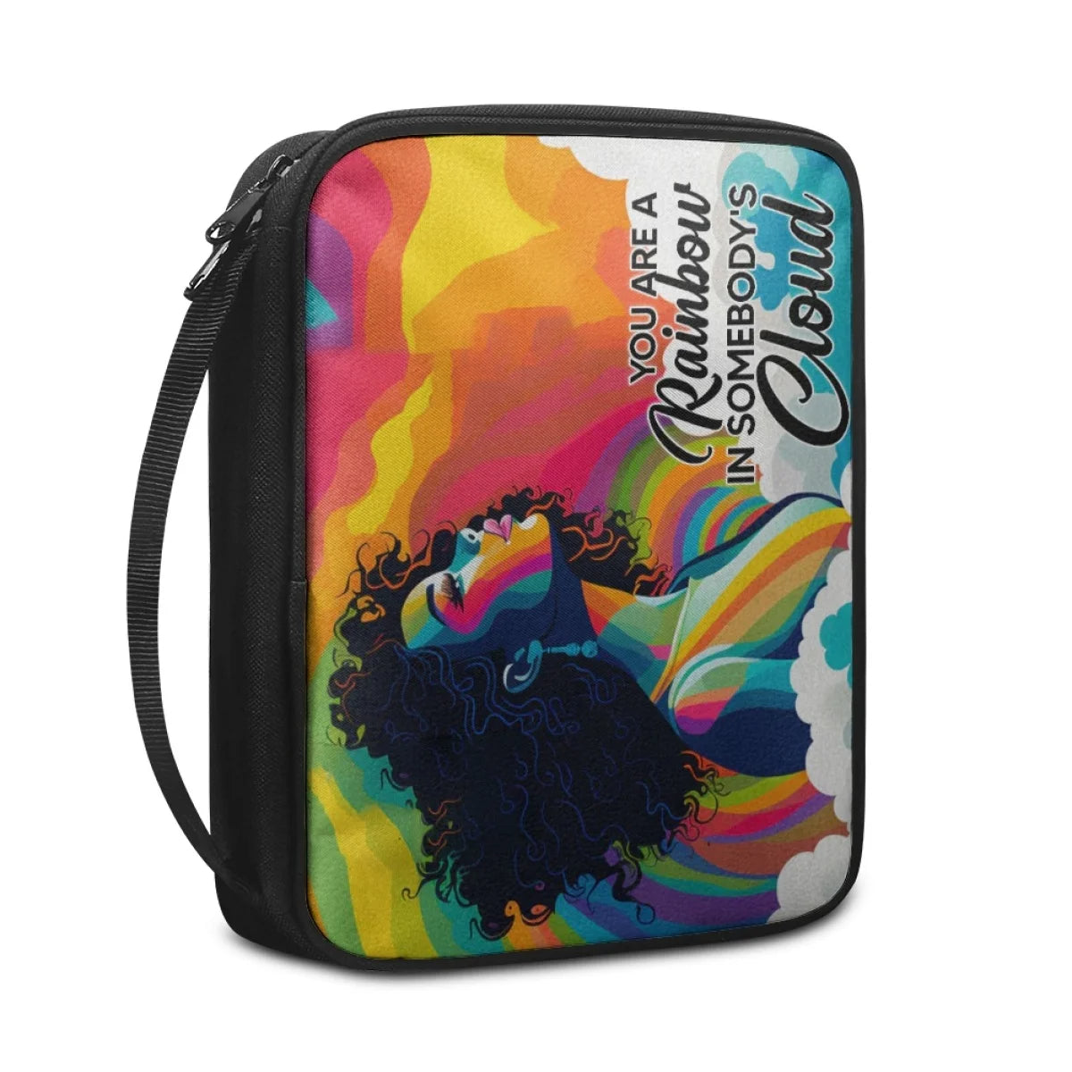 Vibrant 'You Are a Rainbow in Somebody's Cloud' Canvas Bible Cover – Personalized Inspirational Gift | CHRISTIANARTBAG