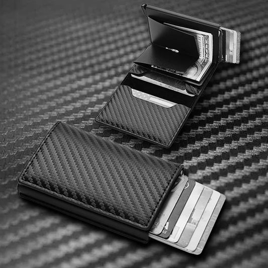 HPSP Wallet, Carbon Fiber Card Holder Wallets Men RFID Black Magic Trifold Leather Slim Mini Wallet Small Money Bag Male Purses Wallet Women, CAB01140124. - Christian Art Bag