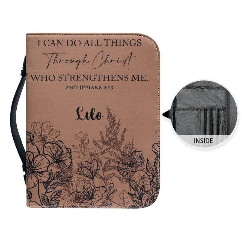 Christianartbag Bible Cover, I Can Do All Things Through Christ Philippians 4:13 Her Bible Cover, Personalized Bible Cover, Flower Bible Cover, Christian Gifts, CAB06201123. - Christian Art Bag