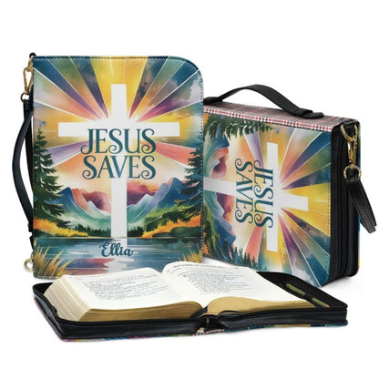 Christianart Bible Cover - Jesus Saves - Let Go And Let GOD - Personalized Bible Cover - Christmas Bible Cover - CABBBCV03261024