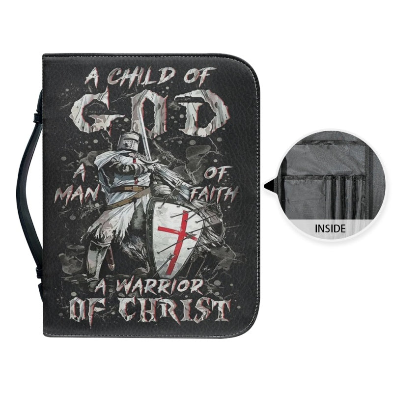 CHRISTIANARTBAG Bible Cover - A Child Of GOD A Man Of Faith A Warrior Of Christ - Armor of God Bible Cover - Personalized Bible Cover, CABBBCV0119924.